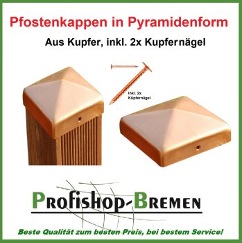 Pfostenkappe Kupfer Pyramide für Pfosten 8x8 cm